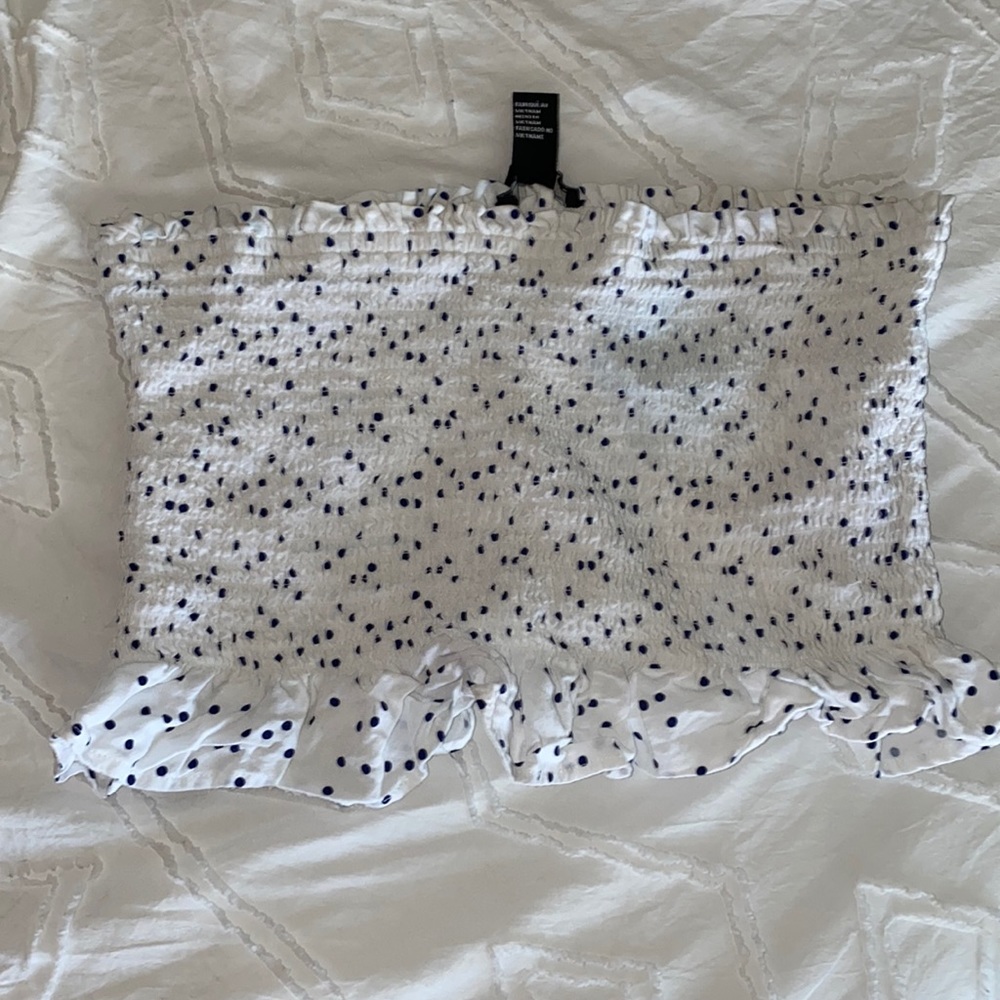 Polka dot scrunch tube top